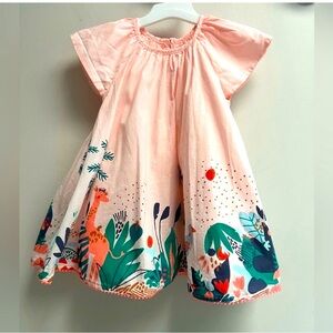 Catimini Light Pink Little Girls Tropical Jungle Swingy Spring Sundress- SZ 4